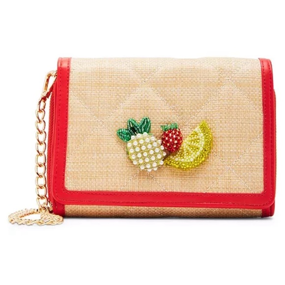 NWT! Betsy Johnson Charming Pearl Rhinestone Fruit Beaded Women's Bag - Picture 6 of 13